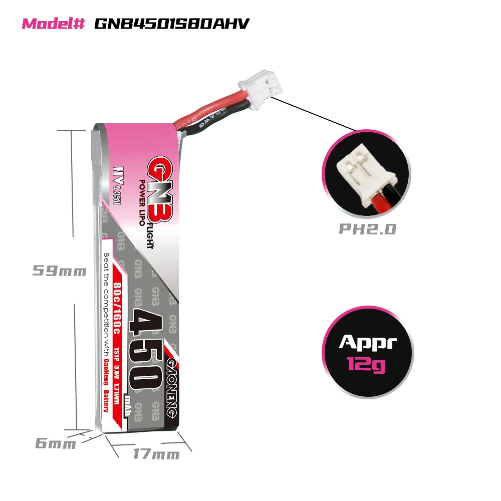 GAONENG GNB 1S 450mAh 80C/160C - đánh giá và giá Drone Battery Li-Ion