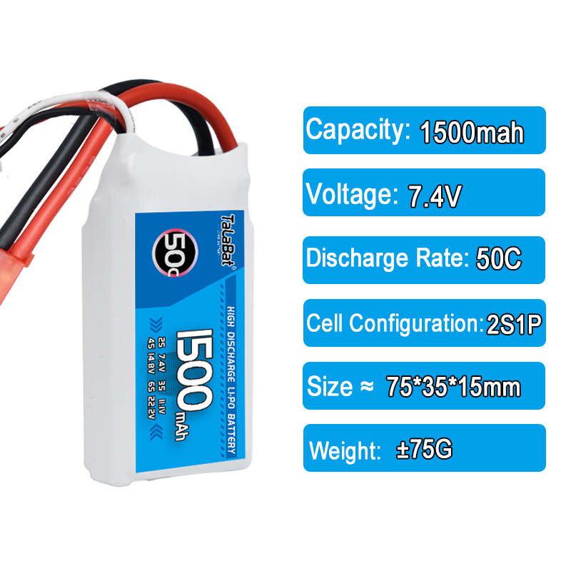 3Pcs TalaBat 50C 1500mAh 7.4V  - đánh giá và giá Drone Battery Li-Ion
